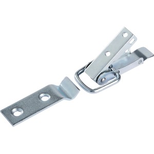 Chiusura per casse zincata con gancio, 55x13mm, per fissare le casse durante il trasporto.