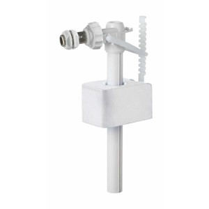 Valvola a galleggiante bianca per cassette WC, un ricambio per la riparazione del WC.