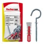 Fischer Tassello con gancio DuoPower 6 C/1, ideale per fissare oggetti a pareti e soffitti.
