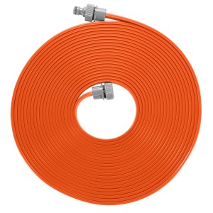 Gardena tubo per irrigatori 15m, arancione, arrotolato con raccordi.