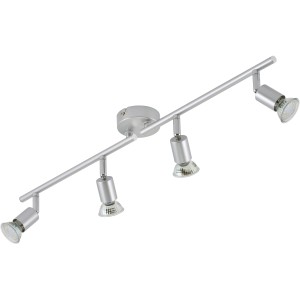 Faretto LED Brilo, 4 luci, titanio, orientabile, luce bianca calda per illuminazione flessibile.