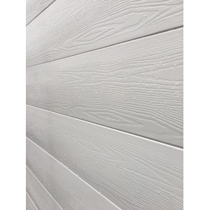Rivestimento murale t.b.t. bianco con texture legno per interni ed esterni.