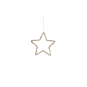 Stella dorata come decorazione per l'albero di Natale da appendere.