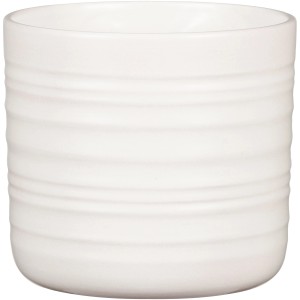 Scheurich vaso Soft Wool, Ø 22.7 cm, in ceramica bianco lana con texture a coste orizzontali.