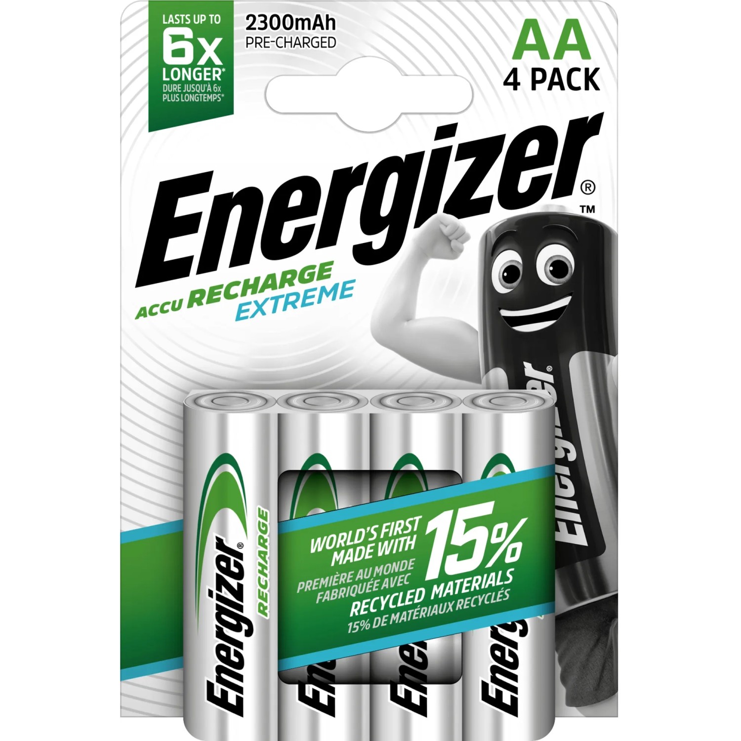 Energizer Extreme AA Batterie Ricaricabili, 2300 mAh, confezione da 4.