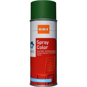 Bomboletta spray verde OBI Spray Color per interni ed esterni.