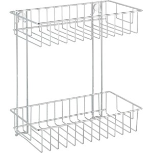 Wenko Mensola a muro Classic cromata, scaffale a filo metallico a 2 ripiani per bagno e WC.