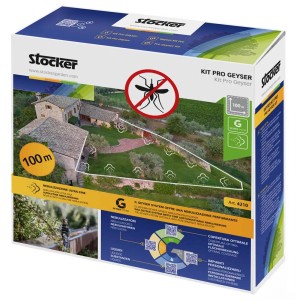 Confezione del Kit Pro Geyser Stocker per microirrigazione e controllo zanzare in giardini fino a 100 m².