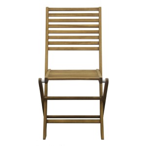 Sedia da giardino color legno con design a listelli.