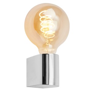 Applique LED moderna con lampadina decorativa e supporto cromato.