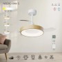 Plafoniere LED moderna t.b.t. con effetto legno e telecomando.