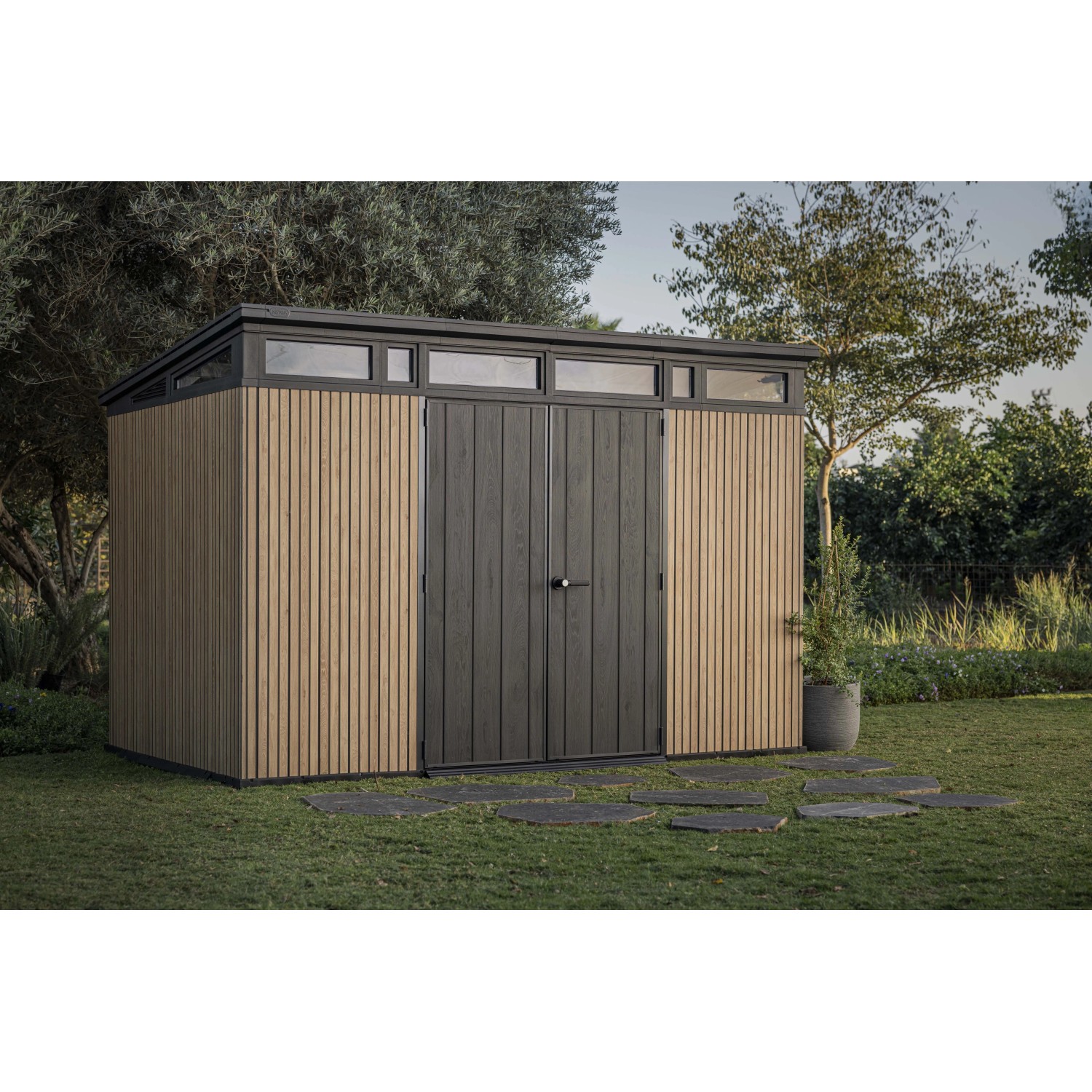 Casetta da giardino in plastica Keter Pent sp. 20 mm marrone chiaro 7,4 m²_4