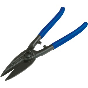 Cesoie per lamiera LUX 250 mm Comfort, forma Berlinese, con manici blu.