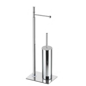 Set bagno t.b.t. con porta carta igienica e scopino WC, cromato.