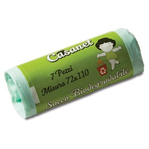 Rotolo di sacchi per pattumiera t.b.t. biodegradabili, 7 pezzi, 72x110 cm.