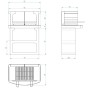 Disegno tecnico del barbecue in muratura t.b.t. con dimensioni.