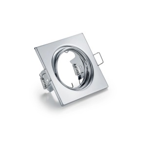 Cornice quadrata cromata per faretti LED da incasso.