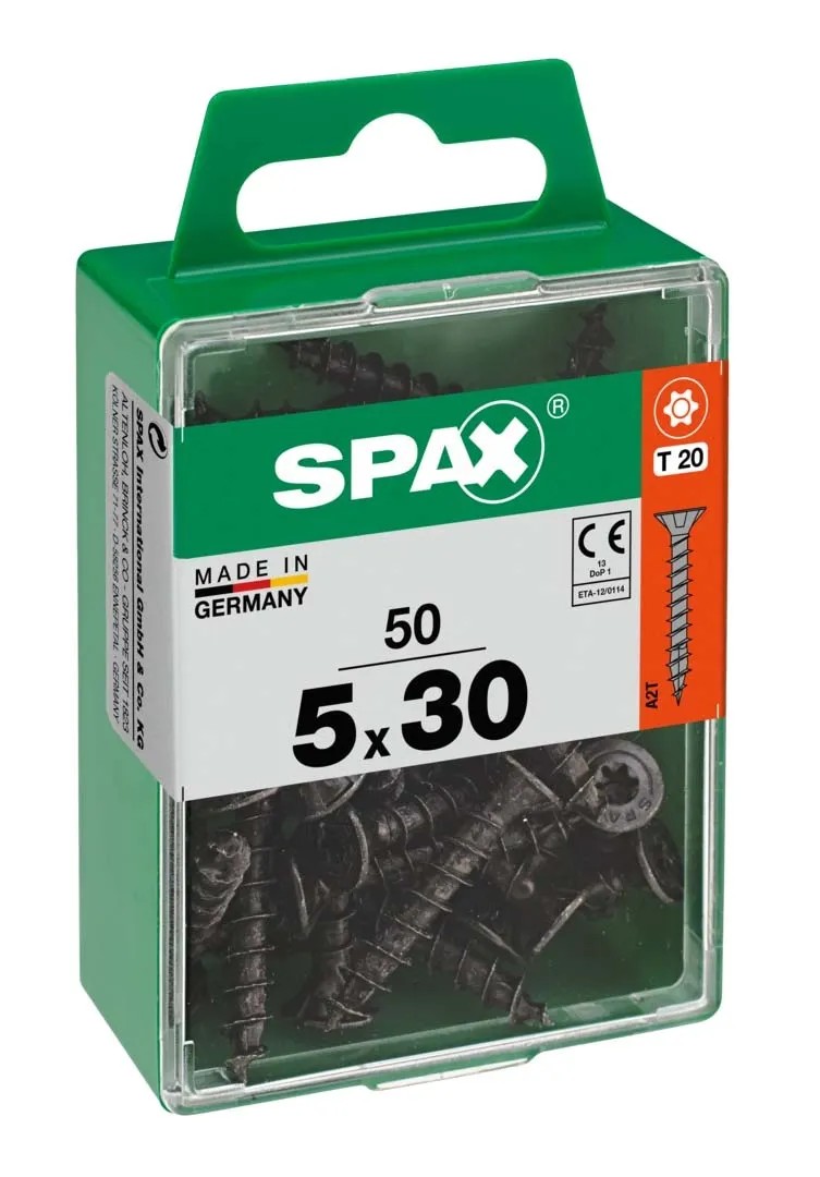 Viti Per Legno SPAX T-STAR Plus 8.0x80mm - 50 Pezzi, Testa Svasata, Filettatura Parziale, WIROX