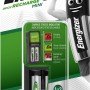 Caricabatterie Mini Energizer per batterie AA/AAA con indicatore LED e 2 batterie AAA incluse.