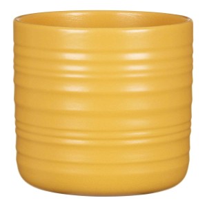 Vaso per piante giallo t.b.t. con scanalature orizzontali per interni.