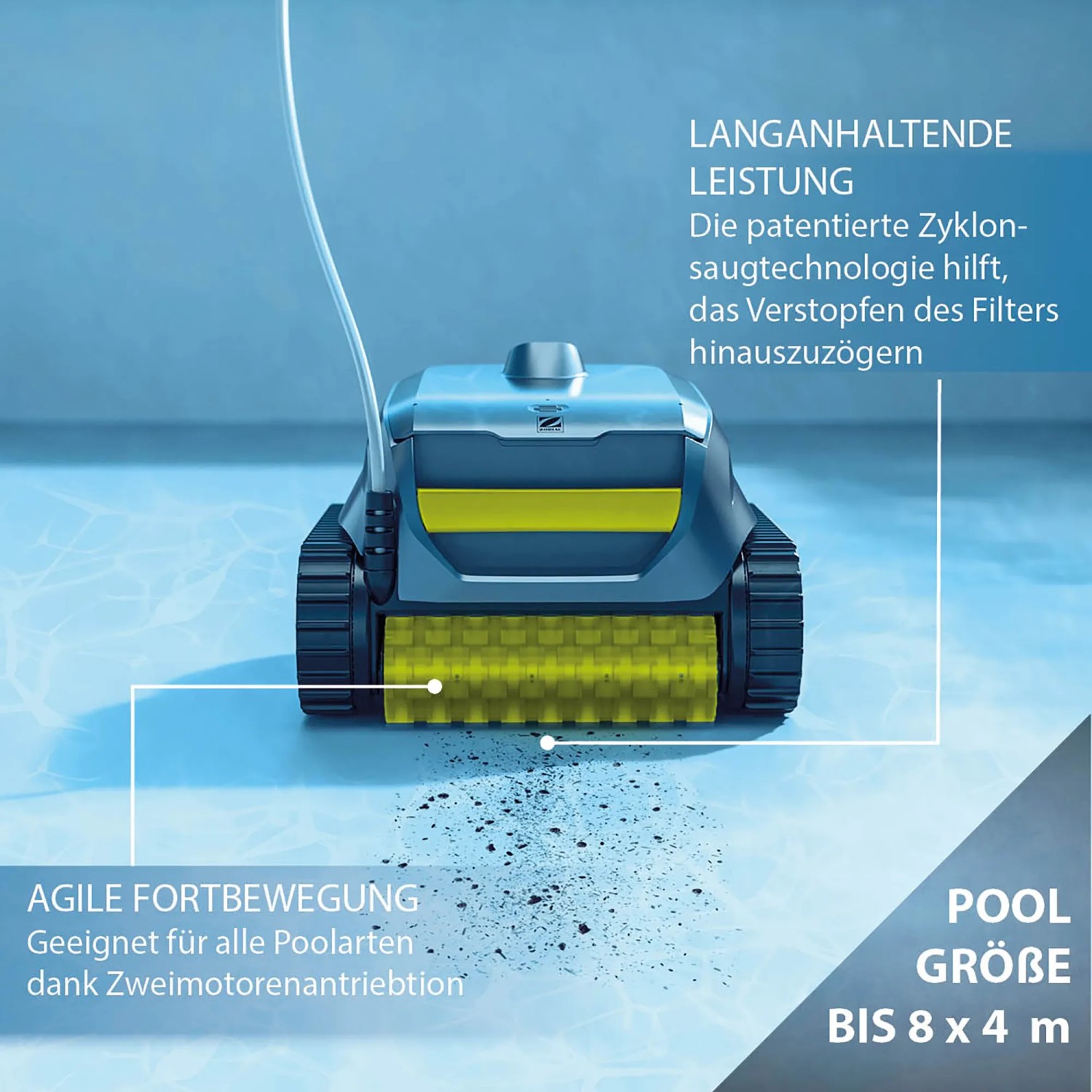Robot pulitore per piscina Zodiac Sweepy SWY3520 per pulizia fondo e pareti, grigio.