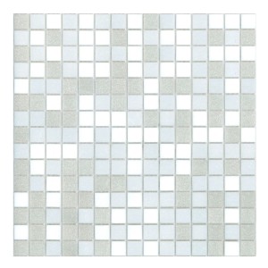 Piastrella a mosaico t.b.t. nei toni del bianco e del grigio.