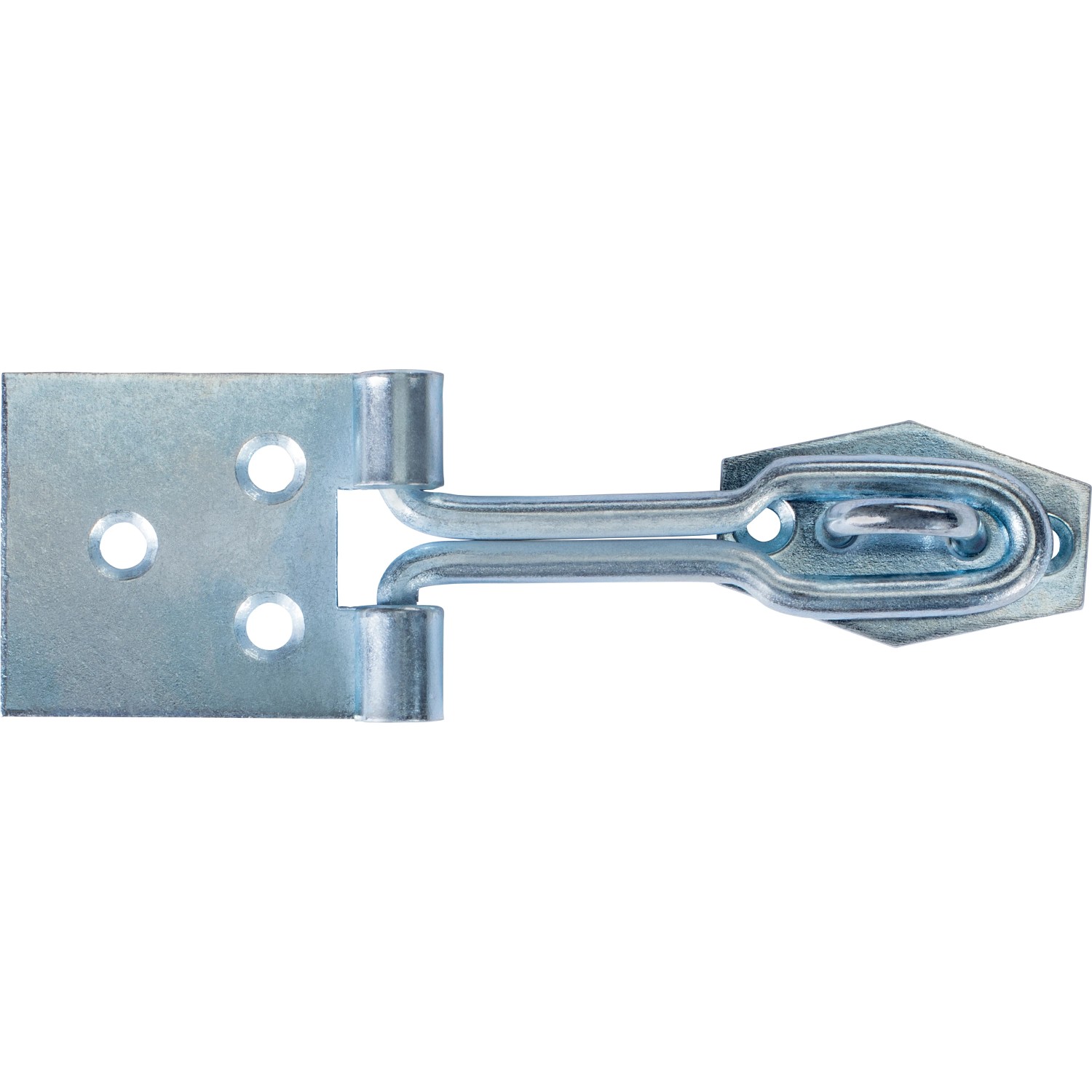 Catenaccio zincato con occhiello, 100x25mm, per coperchi di casse e piccole porte.