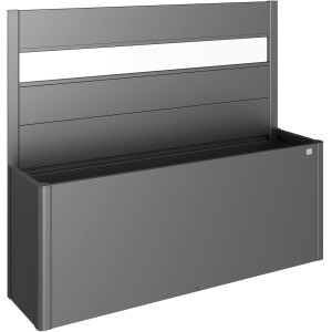 Biohort Belvedere aiuola rialzata con privacy e vetro acrilico, verde scuro metallizzato.