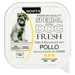 Cibo umido per cani Monge Fresh Paté e Bocconcini pollo 150 gr