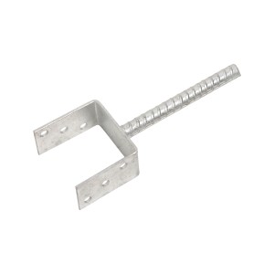 Supporto per palo a U da cementare, larghezza 101 mm, in acciaio zincato a caldo.