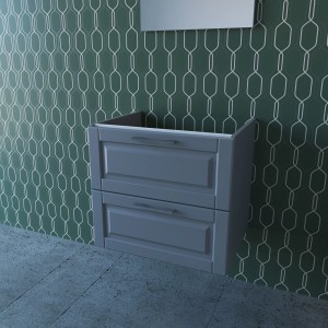 Mobile bagno grigio con due cassetti per arredare il bagno.