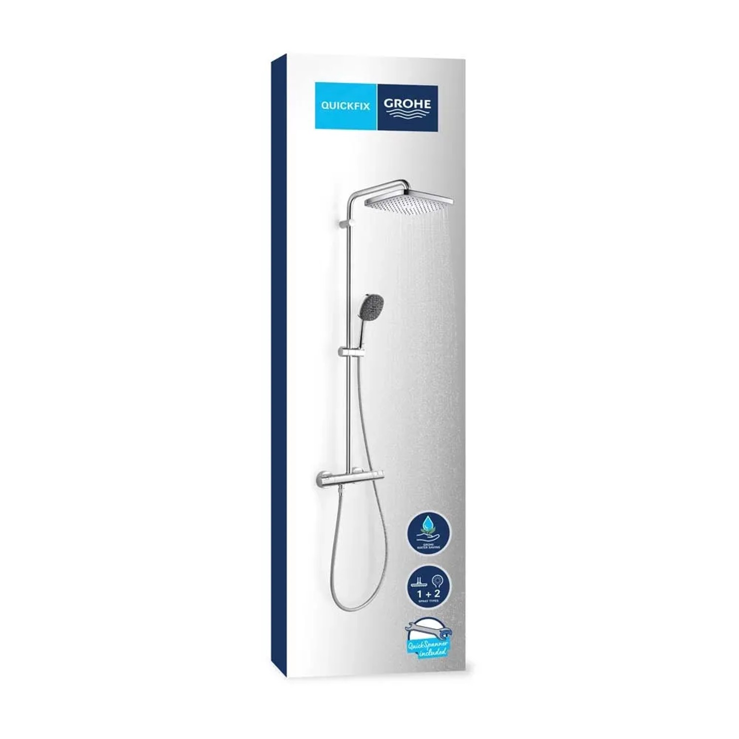 Sistema doccia Grohe QuickFix con soffione e doccetta, cromo.