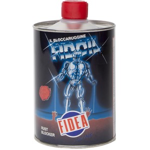 t.b.t. Fondo antiruggine in latta con coperchio rosso e motivo a fumetti.