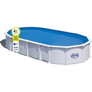 Piscina fuori terra ovale Gre Haiti bianca, 730x375x132 cm, con sistema Omega.