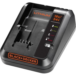Caricabatterie rapido combinato Black+Decker BDC2A per batterie 54 V/18 V, con indicatore di stato di carica.