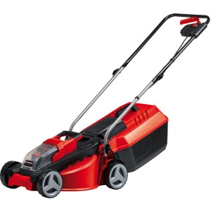 Tagliaerba a batteria Einhell Power X-Change GE-CM 18/30 Li-Solo con cesto di raccolta da 25 l, rosso e nero.