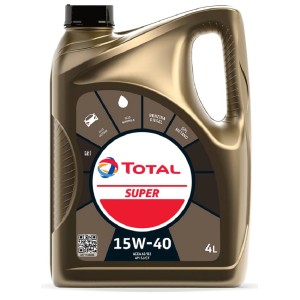 Total Super Olio motore 15W-40, tanica da 4 litri per motori benzina e diesel.