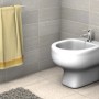 Bidet bianco in bagno con asciugamano. Categoria: Tasselli.