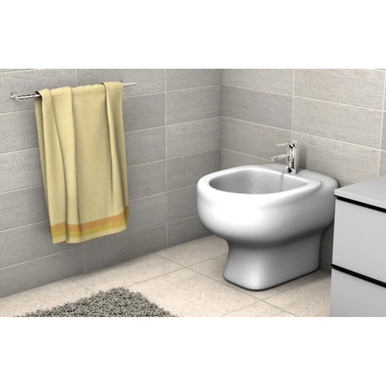 Bidet bianco in bagno con asciugamano. Categoria: Tasselli.