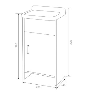 Schizzo di mobile lavabo con dimensioni, categoria Lavatoi.