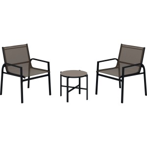 Salotto da balcone Tapena in acciaio e Textilen tortora 2 posti