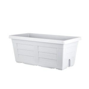 Fioriera da esterno t.b.t. bianca con texture effetto legno.