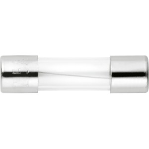 Fusibile ritardato 2,5A, tubo di vetro con elementi metallici, per la protezione di dispositivi elettrici.