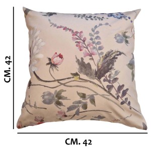 Cuscino decorativo t.b.t. con motivo floreale, 42x42 cm.