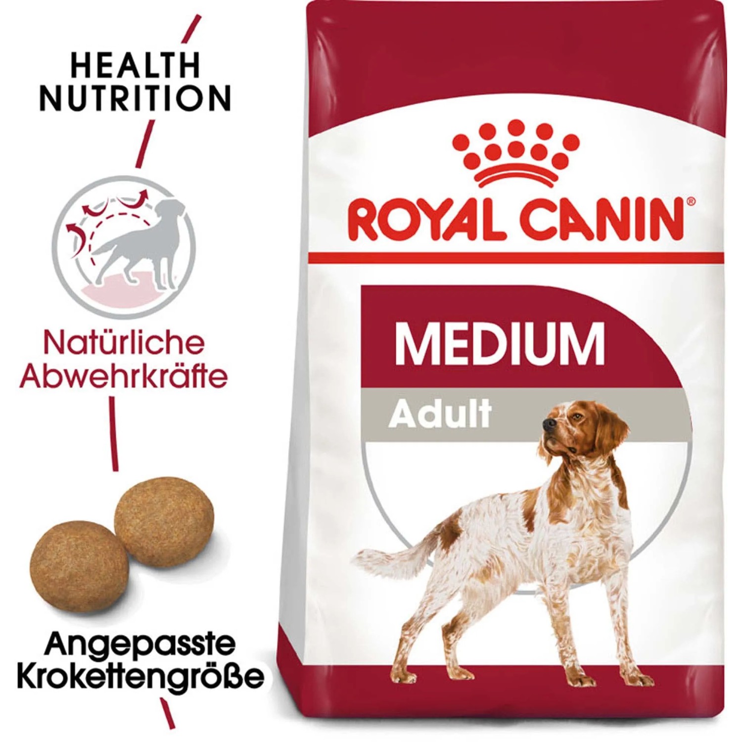Royal Canin Medium Adult cibo secco per cani, confezione da 4 kg per cani di taglia media.