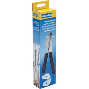 Set raschietto per vernice t.b.t. nella confezione. Accessorio per dispositivi ad aria calda.