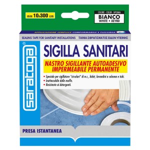 t.b.t. Nastro sigillante per sanitari, bianco, autoadesivo.