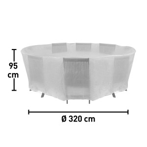 Copertura trasparente per mobili da giardino, Ø 320 cm, altezza 95 cm.