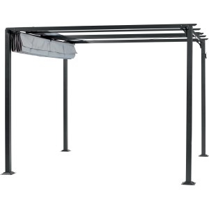 Gazebo Texhoma grigio 300x300 cm con tetto pieghevole. Gazebo da giardino con struttura in acciaio.