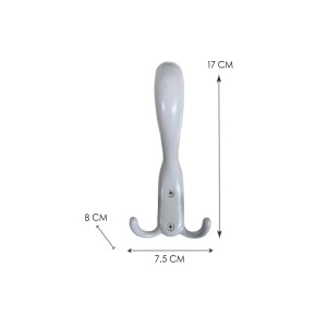 Organizer armadio t.b.t. bianco con tre ganci e dimensioni.
